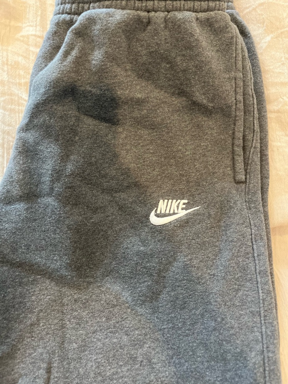 Nike Dark Gray Jogger Sweatpants with White Swoosh